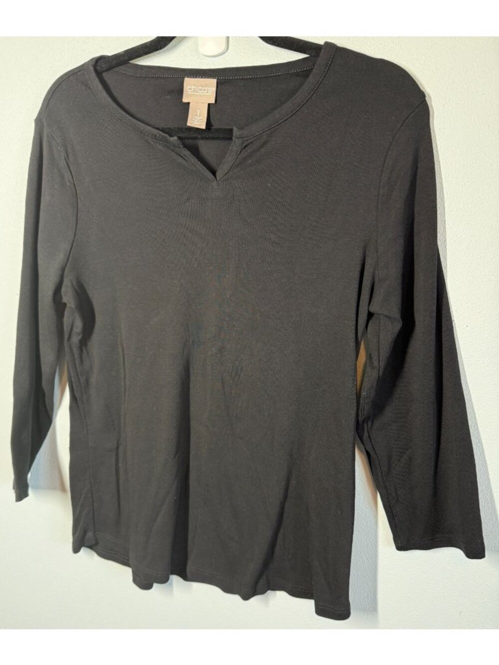 Chicos Womens Medium (1) Black Knit Top Casual Classic Capsule Wardrobe Everyday